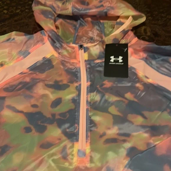 Under Armour Pastel Swirl Dye Half Zip Hoodie Windbreaker - Picture 4 of 7